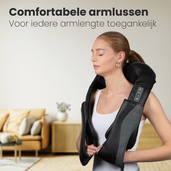 Auronic Shiatsu Massagekussen Draadloos - Elektrisch Nekmassage Apparaat - Infrarood Warmtefunctie - Nek en Schouder Massage apparaat - Massage Apparaten - Zwart/Grijs