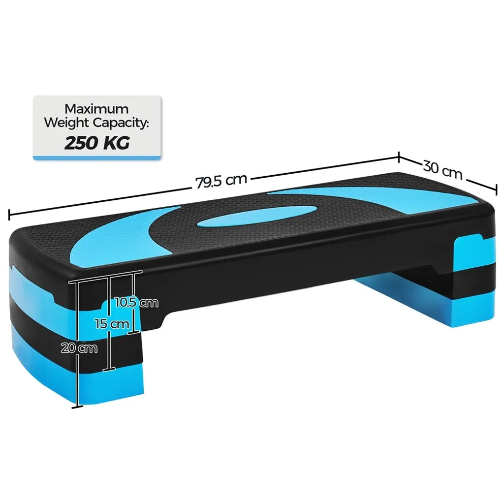 Yaheetech Aerobic Step - Verstelbaar Stepbord - Fitness Stepper - 3 Hoogtes - Antislip - Blauw