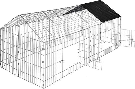 TecTake - konijnenren met zonnescherm zwart- 402421