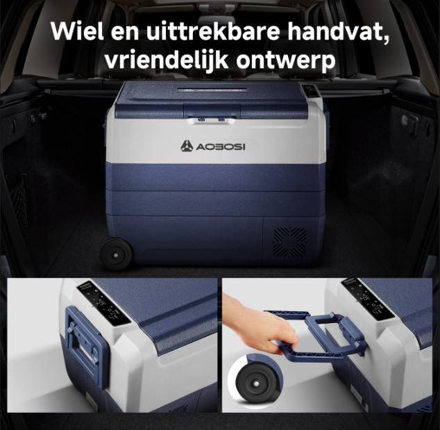 AAOBOSI 60L Compressor Koelbox Dual Zone - App-bediening - 12/24V & 230V - Zwart
