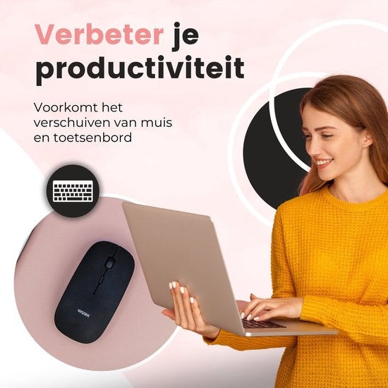 WURK Professionele Bureau Onderlegger Kunstleer - Bureau Organizer - Inclusief Kabel Clip - Roze - 120x60