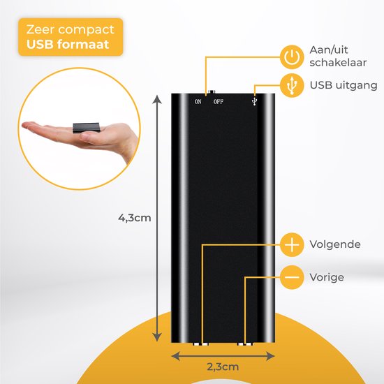 Nuvance - Afluisterapparatuur - Mini Afluisterapparaat - Voice Recorder Digitaal - Spy Recorder - Dictafoon - Afluisteren Opnemen