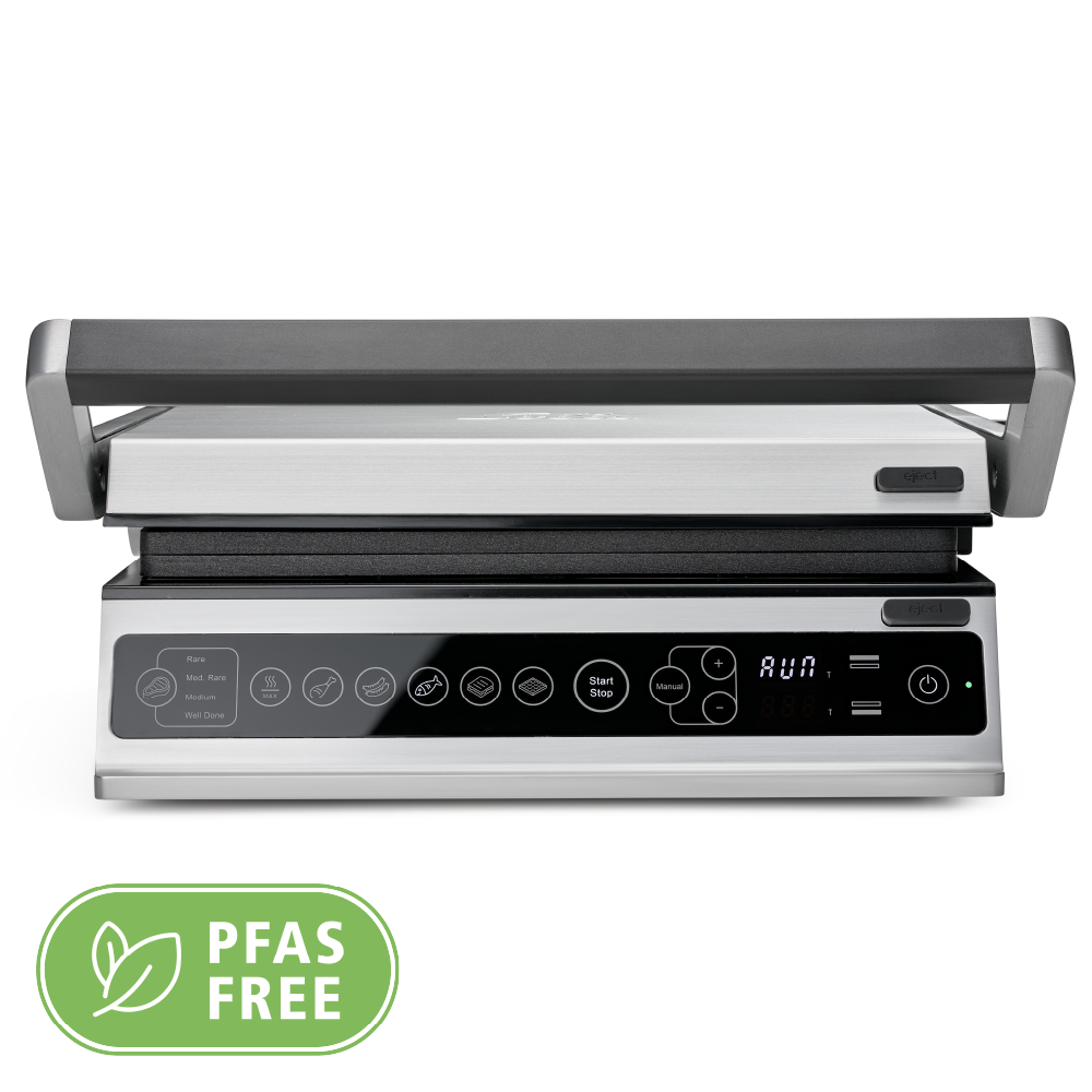 Solis Contact Grill Pro Tafelgrill - Grijs – 37 x 37 x 17 cm – 2000 W – PFAS-vrij – Uitklapbaar 180°