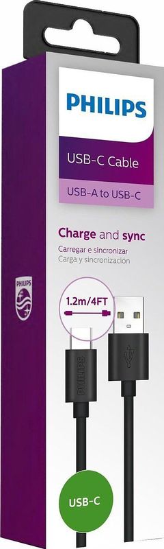 Philips USB Kabel 3.0 - Model DLC3106C/00 - USB-C - USB-C - Lengte: 2 Meter - PVC - Zwart