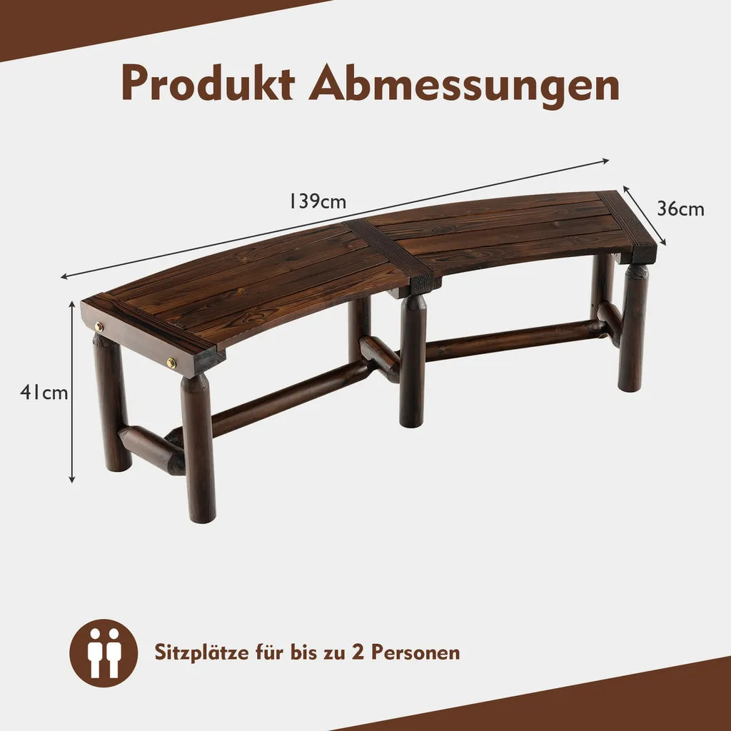 Coast Tuinbank 2-3 Persoons - Gebogen - Hout - Weerbestendig - Verstevigd - 139 x 36 x 41 cm - Bruin