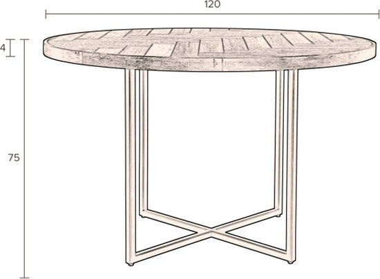 Dutchbone Class Eettafel Rond 120 cm Acaciahout Zwart