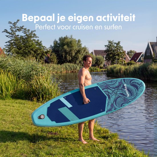LifeGoods SUP Board Allround Compact - 100 KG Draagkracht - 300 x 76 cm - Opblaasbaar - Compleet SUP pakket - Blauw