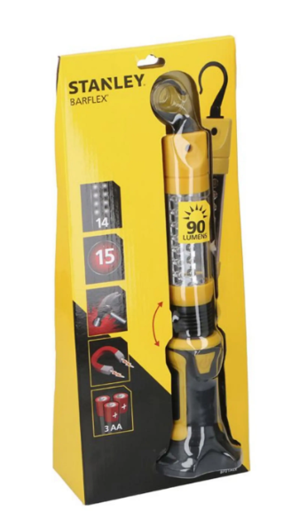 Stanley LED Werklamp 14 LED 90 Lumen met Magneet en Ophanghaak - 30 x 8 x 8 cm