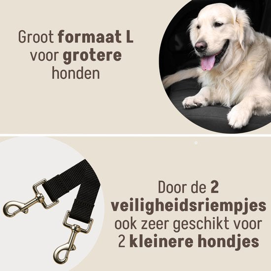 By Cee Cee Autostoel Hond Deluxe - Hondenmand Auto Met Veiligheidsriempje - Automand Hond - Hondenstoel - Autozitje - Mokka - Maat L - Otto