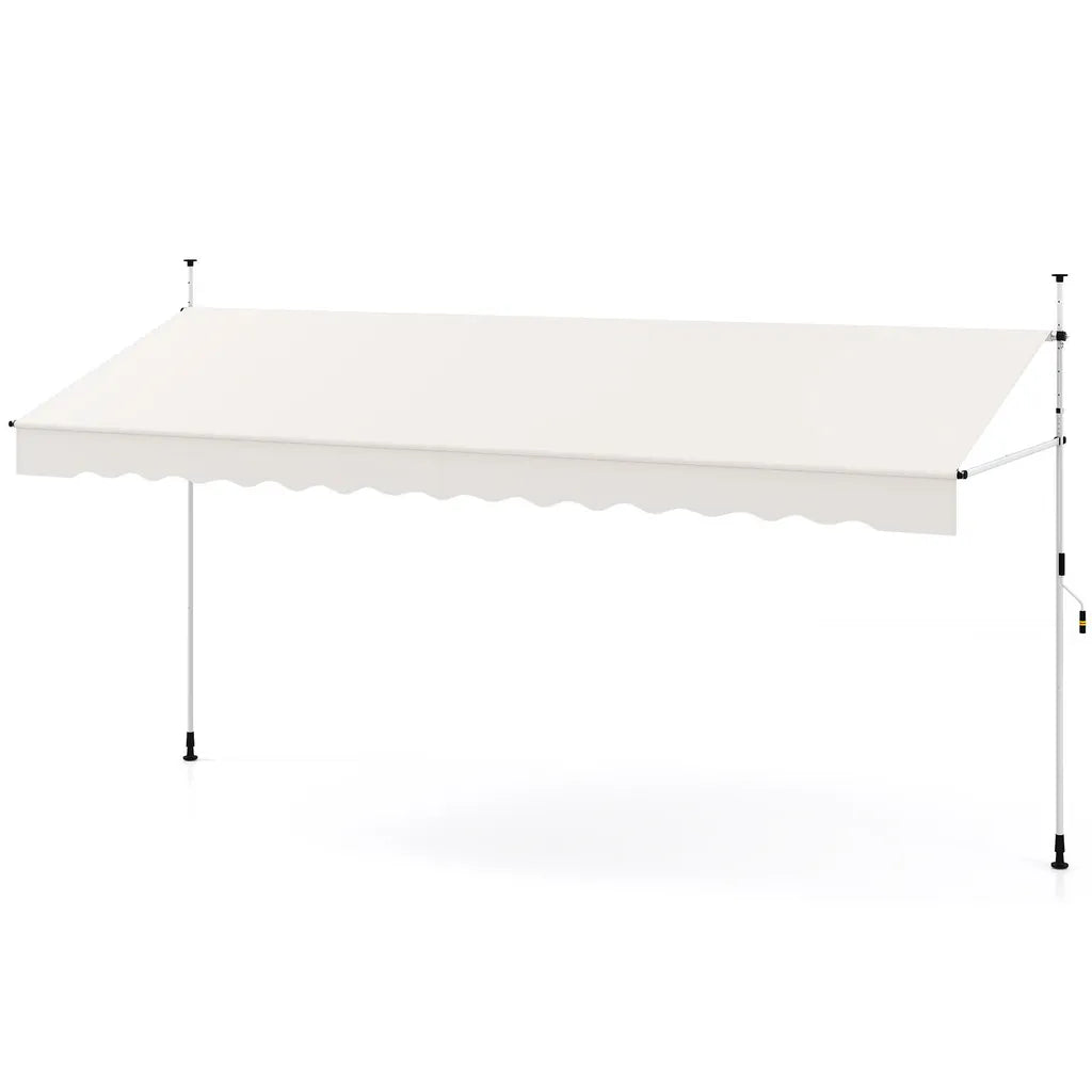 Coast Klemmarkise 400 × 120 cm - Wit - Boorvrije Balkon Zonwering met Handslinger en Verstelbare Hoogte