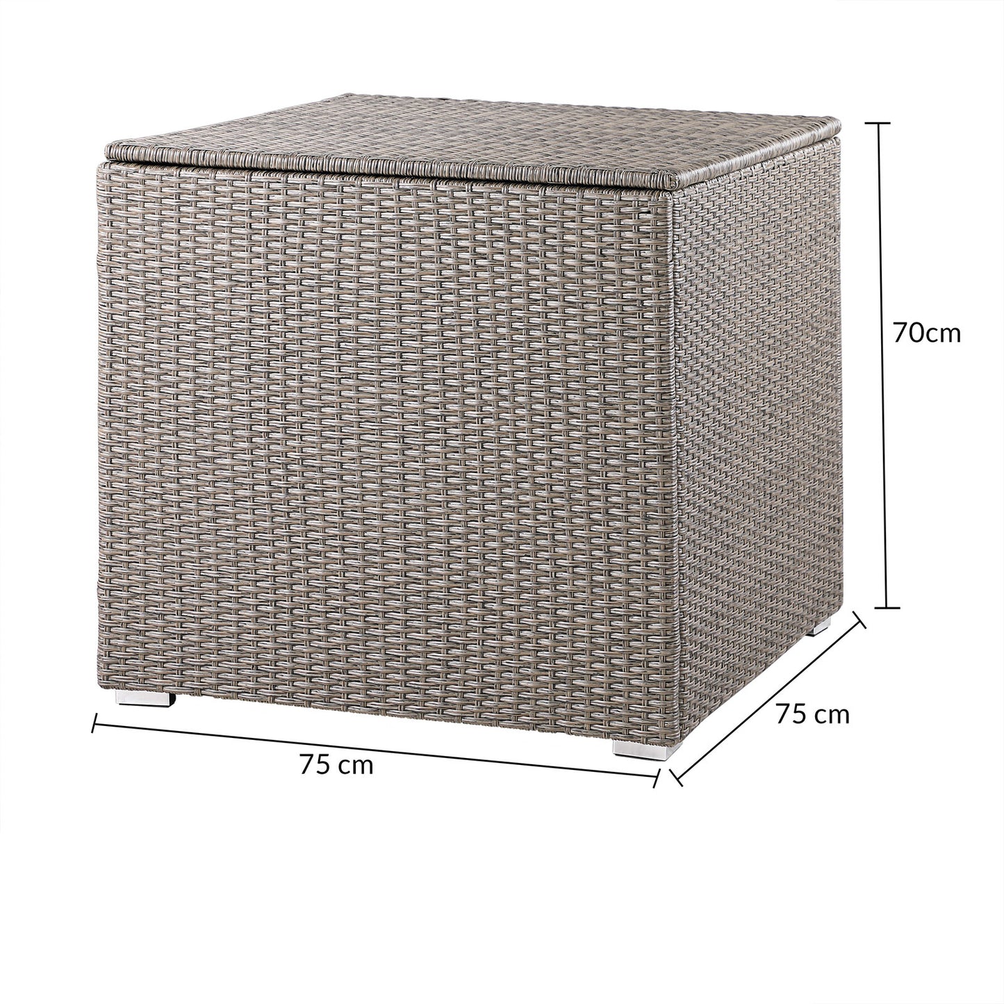 Casaria Polyrattan Kussenbox Tuinbox - Beige - 75x75x70cm