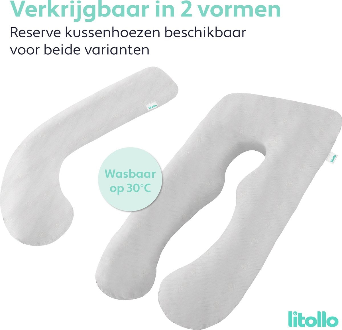 Litollo® Zwangerschapskussen (J-vorm) - Voedingskussen - Lichaamskussen - Body pillow - 145cm - Traagschuimvulling