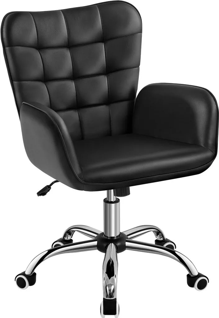 Yaheetech Ergonomische Bureaustoel met Armleuningen en Wielen - Zwart - 65,5 x 64,5 x 83-93 cm