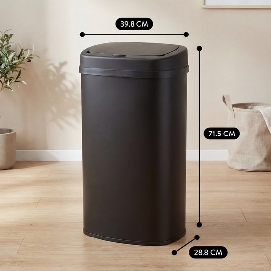Bayt Prullenbak - Prullenbak 60 Liter - Vuilnisbak - Afvalbak - Metaal - Zwart