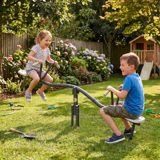 AXI Roterende Wipwap in Antraciet / Crème van metaal - Seesaw voor kinderen vanaf 3 jaar 360° draaibaar - Wip wap voor de speeltuin / tuin / buiten