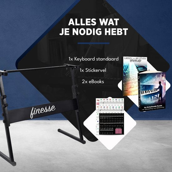 Finesse Keyboard Standaard - Verstelbaar - Statief - Piano Standaard - Toetsenbord Standaard