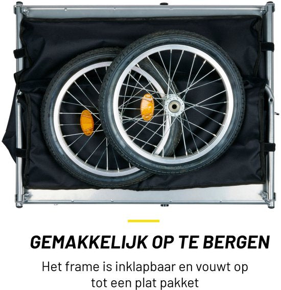 Dunlop Fietskar - Fiets Aanhanger - Fietsaanhanger voor Spullen - Fietskar bagage Opvouwbaar - Fietskar met Reflectoren en Verstelbare Regenhoes - Geel