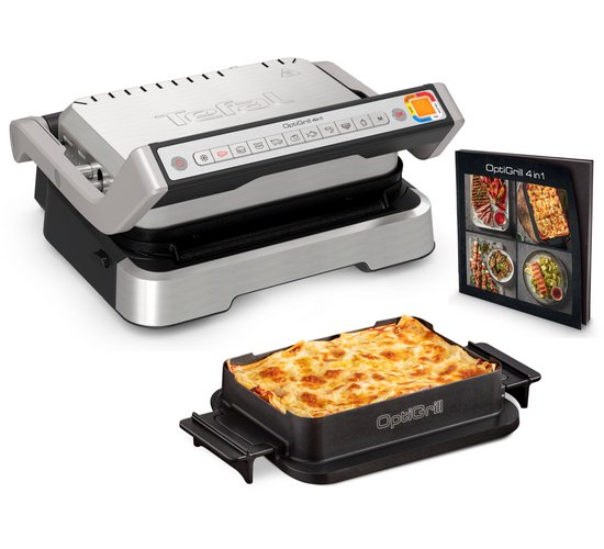 Tefal OptiGrill 4in1 GC774D - Intelligente Contactgrill - Inclusief Bakschaal - 9 Automatische programma's - Gaarheidsindicator - 2100W