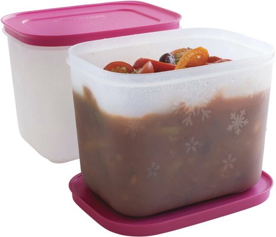 Tupperware Freezer Mates 2 stuks - Diepvriesdozenset -Voedselbakjes voor de vriezer - BPA-vrij - 2 x 1,1 Liter - Roze