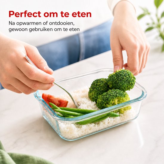 Organess Meal prep bakjes - Vershoudbakjes - Diepvriesbakjes - 8 Delige set - BPA vrij - Glas - BPA vrije deksel