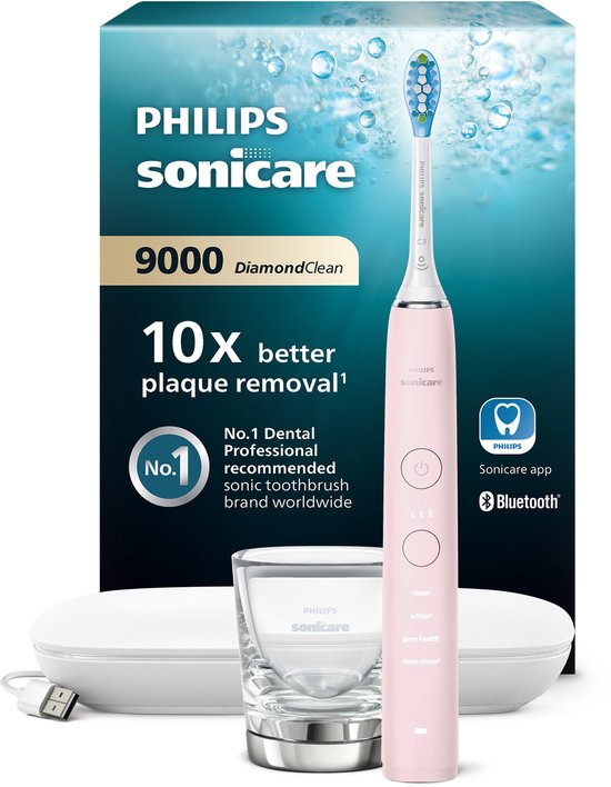 Philips Sonicare DiamondClean 9000 -Elektrische tandenborstel - Lichtroze - Oplaadglas - HX9911/29