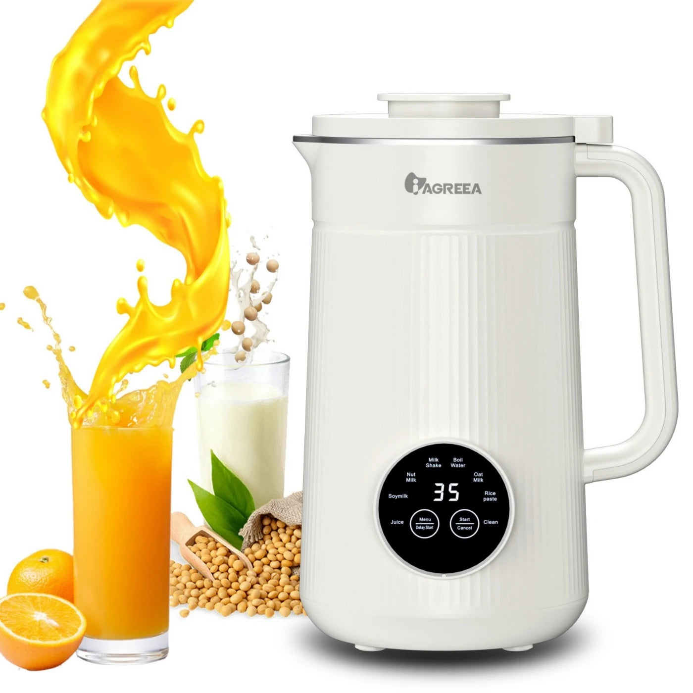 Iagreea Notenmelkmaker 8-in-1 1000ml - Soja & Havermelkmaker met Verwarmingsfunctie - Wit