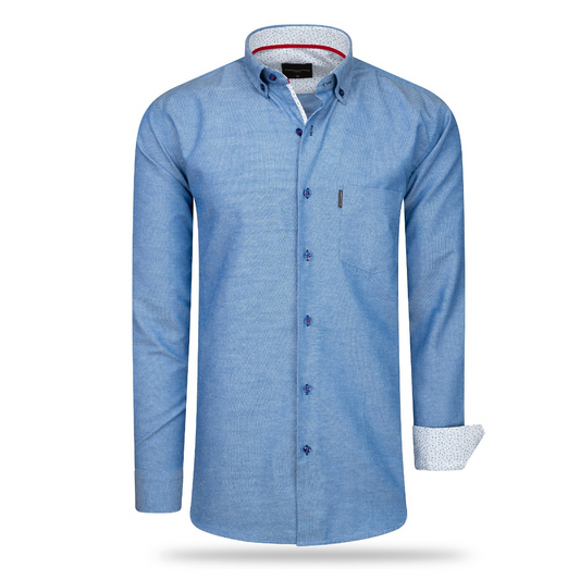 Cappuccino Italia Regular Fit Overhemd - Royal Blauw - Maat L