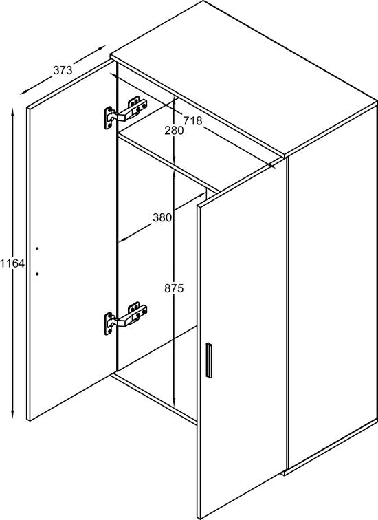 Kledingkast kinderkamer - hanggedeelte en legplank - 120 cm hoog
