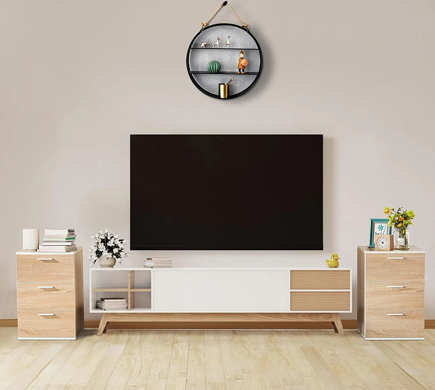 Yaheetech Nachtkastje Met 3 Lades – Voorzien Van Anti-kantelvoorziening En Bronzen Knoppen En Geïllustreerde Handleiding – Voor Slaapkamer En Woonkamer – Eiken Mdf – 40 x 35 x 60 cm