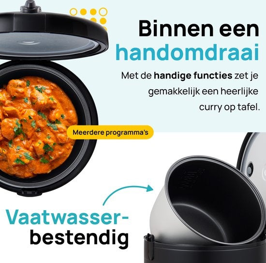 MOA Multicooker - 5L - 700W - rijstcooker - Slowcooker - Zwart - MC10DB