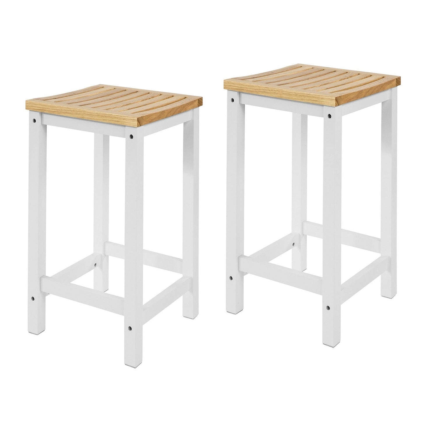 SoBuy FST29-WNx2 Barkruk set van 2 - Max. 100 kg - 35 x 35 x 61 cm - Wit/ Bruin