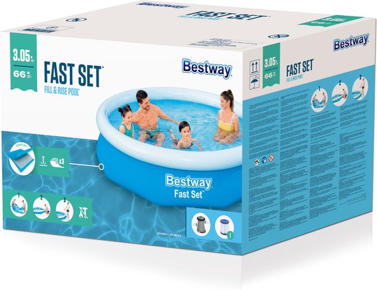 Bestway - Fast Set - Opblaasbaar zwembad inclusief filterpomp - 305x66 cm - Rond