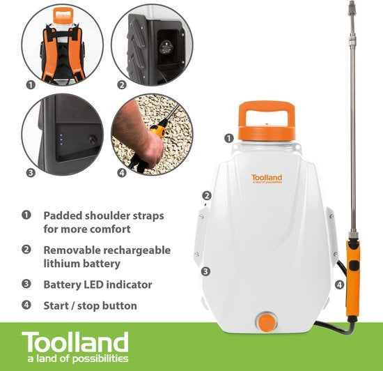 Toolland Rugsproeier Met Herlaadbare Batterij - 12 L