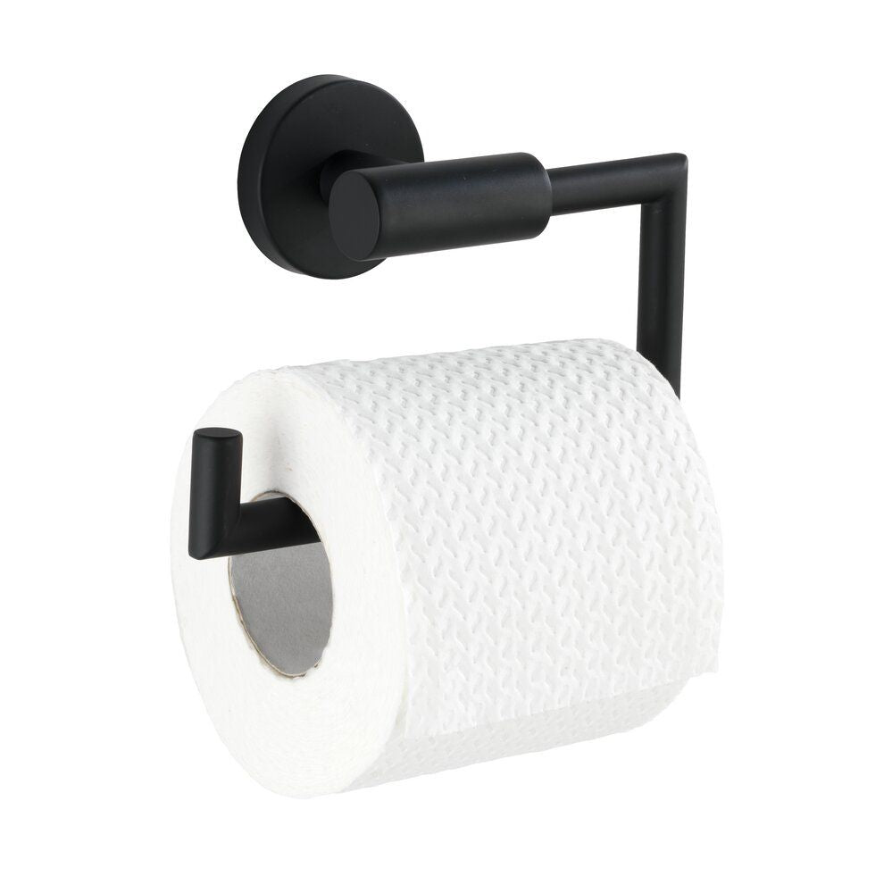 WENKO Bosio Black Toiletrolhouder Mat Zwart - RVS - Wandmontage