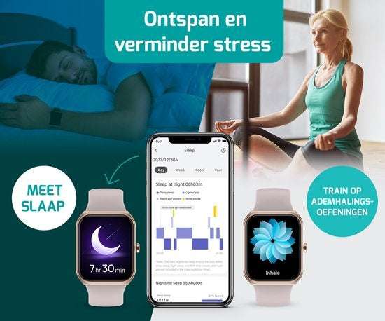 FITAGE Smartwatch voor dames - Activity Tracker - waterdicht - Roze