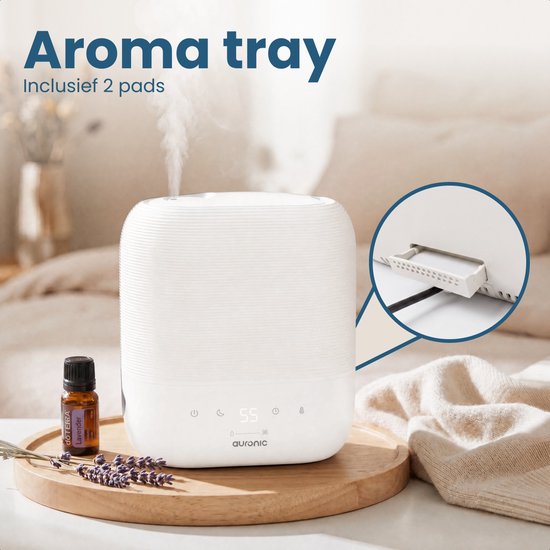 Auronic Luchtbevochtiger - 5L - Geschikt voor Slaapkamer, Babykamer, Kantoor, Woonkamer en Meer - Humidifier - BPA-Vrij - Wit