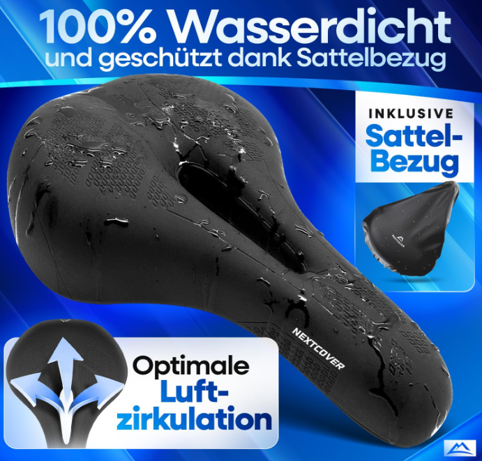 NextCover Fietszadel - Zwart - 26 x 18 x 10 cm - Traagschuim, Ergonomisch