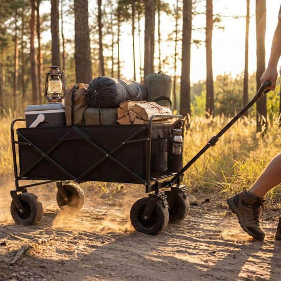 Outbee Bolderkar - Bolderkar Opvouwbaar - Bolderwagen - 100kg Draagvermogen - 100Liter Inhoud - Zwart