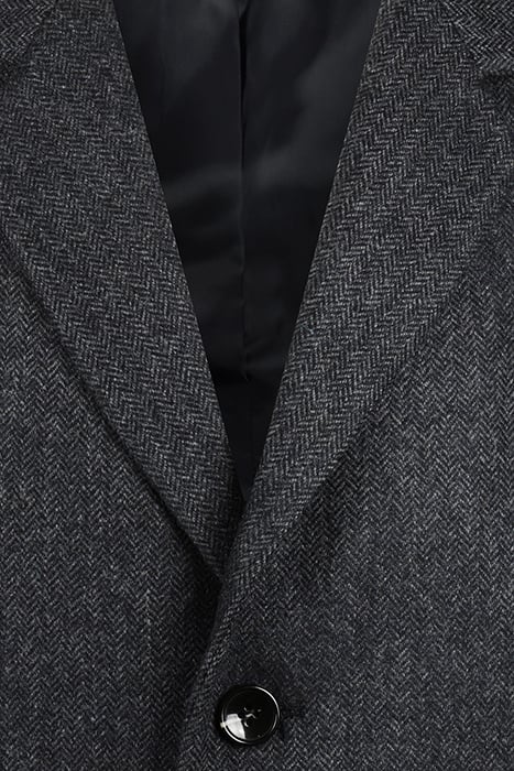 L Dark Grey Melange wool herringbone over coat MM242.1004.04.1203 McGregor