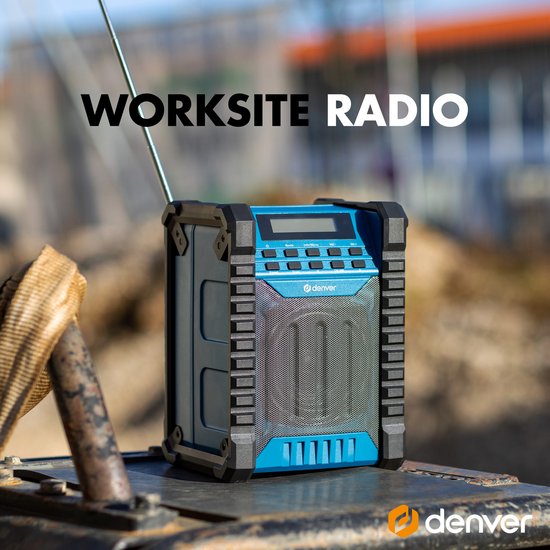 Denver Bouwradio DAB - Bluetooth - met Accu - AUX - FM - USB-C - Spatwaterdicht - WRD60
