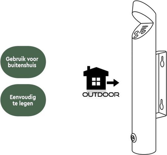 BRASQ Wandasbak RVS Asbak voor buiten met 1,7 liter inhoud - Ø7,5x(H)45 cm