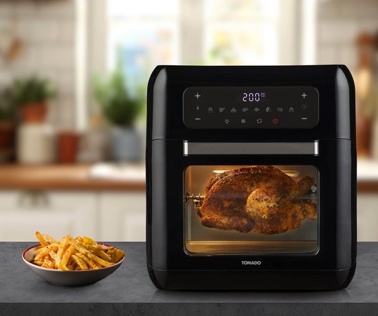Tomado TAF1201B - Airfryer oven - Hetelucht friteuse - 12 liter - 8 programma's - PFAS vrij - 1500 watt - Zwart