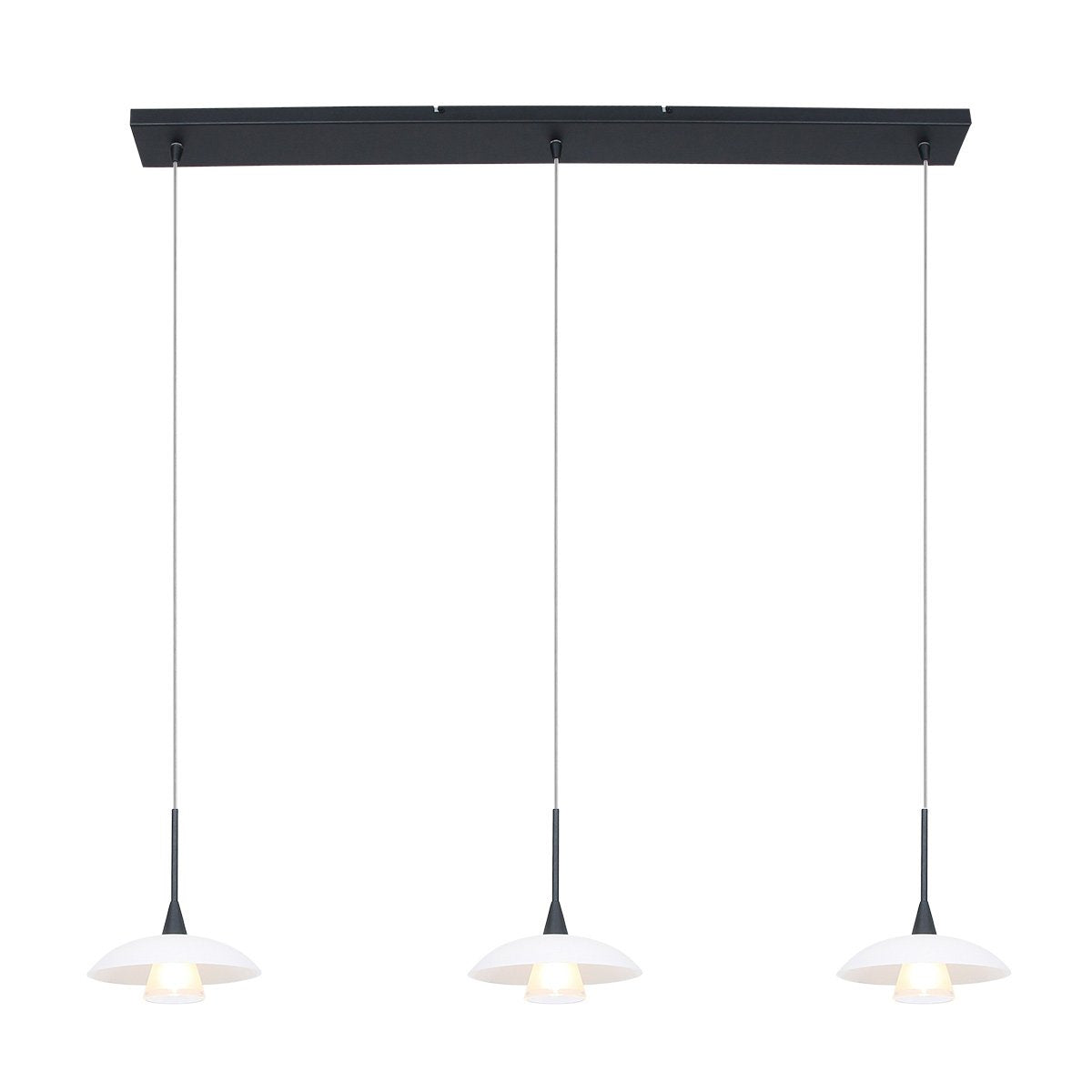 Hanglamp Tallerken 2654ZW Zwart - Modern, Hoogte Verstelbaar, Materiaal: Glas en Metaal, Binnen, Steinhauer