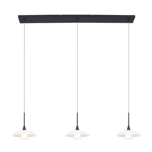 Hanglamp Tallerken 2654ZW Zwart - Modern, Hoogte Verstelbaar, Materiaal: Glas en Metaal, Binnen, Steinhauer