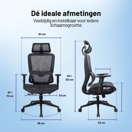 GAME HERO® Trader X1 Ergonomische Bureaustoel - Bureaustoel voor Volwassenen - 130KG - Zwart