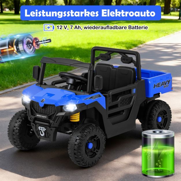 Coast Elektrische Kinderauto 12V – Kiepwagen met Afstandsbediening 106 x 60 x 59 cm – Donkerblauw