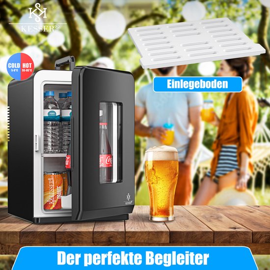 KESSER® K-MKS-2076 - Mini-koelkast - 15 Liter - AC DC 220-240V en 12V - Verwarmingsfunctie - Zwart