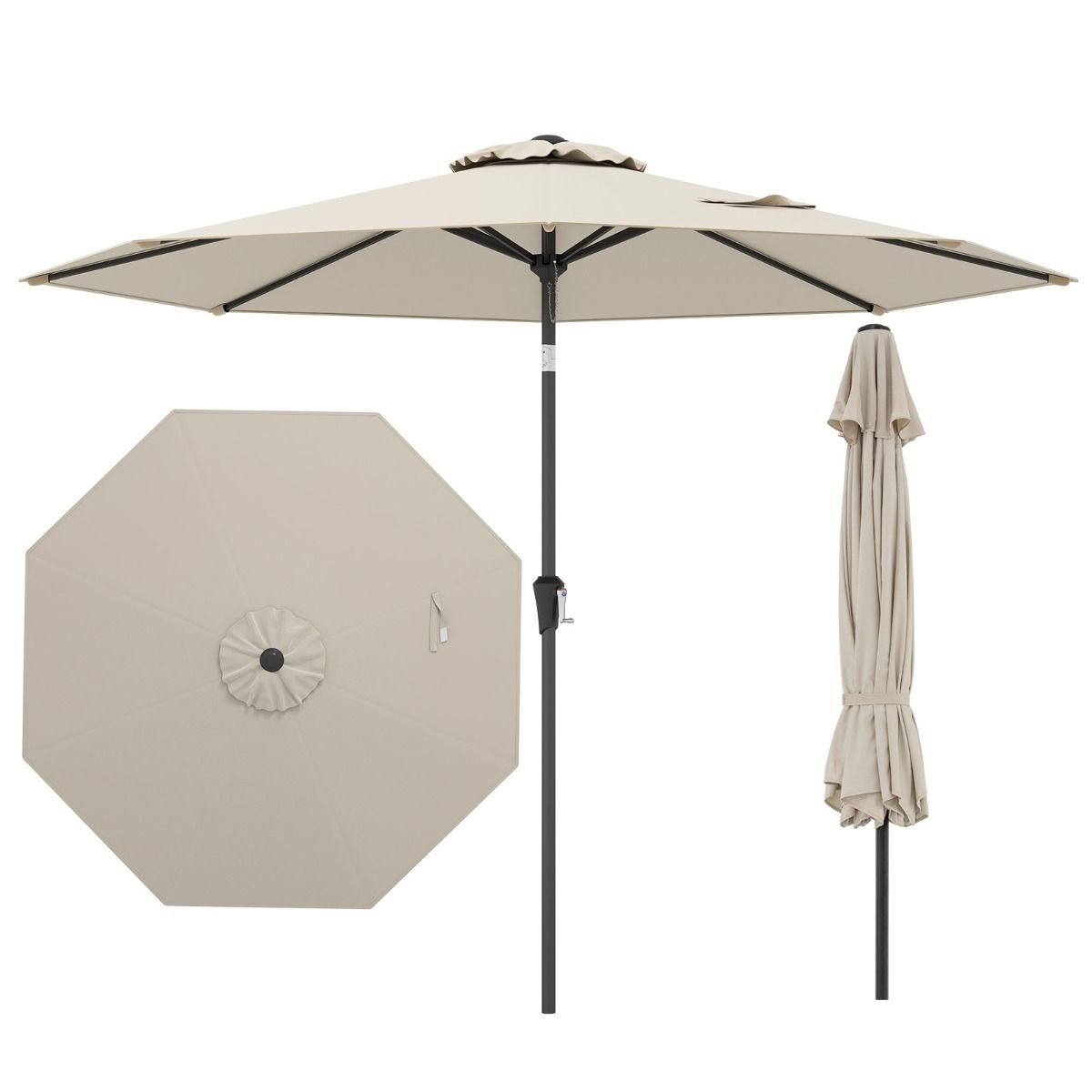 Coast Grote Terrasparasol - Kantelbaar met zwengel - UV-bescherming - 270 cm - beige