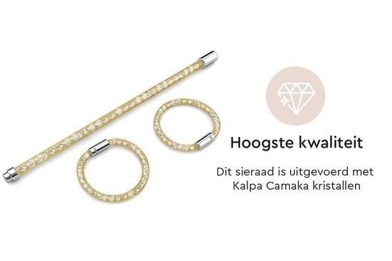Yolora Dames Mesh Armband - Kalpa Camaka Kristallen - Goudkleurig - Vrouwen Armband Goud - Sieraden - Luxe Giftbox - Geschenkdoos - Cadeau doos - Exclusieve Geschenkverpakking - Mooie Cadeauverpakking - Moederdag Cadeautje