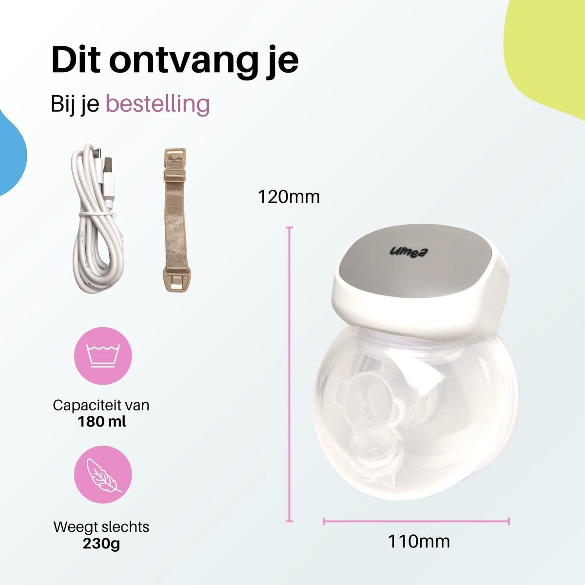 Umea Enkele Borstkolf - Handsfree - Elektrische Borstkolf - Wit